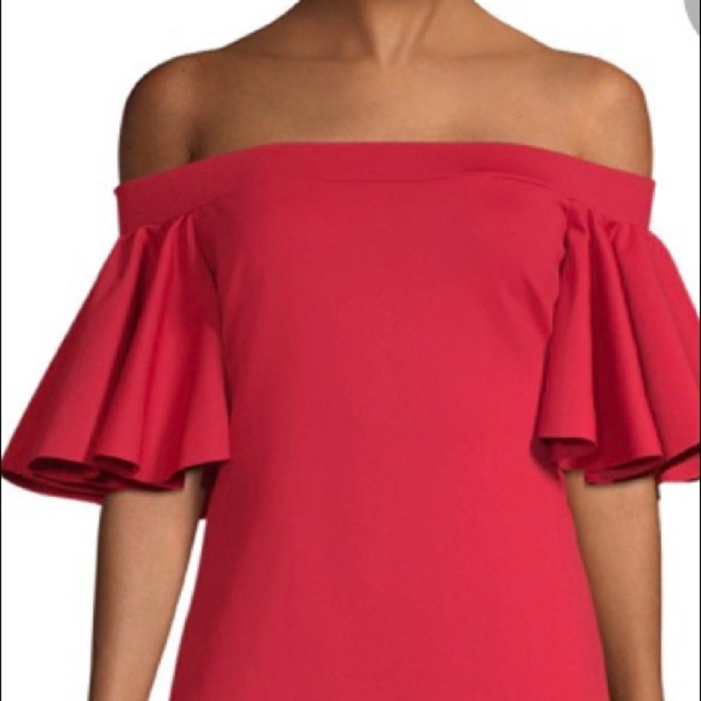 Trina Turk Red Off Shoulder Dress